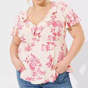 Torrid Floral Georgette Ruffle Top Size 1X